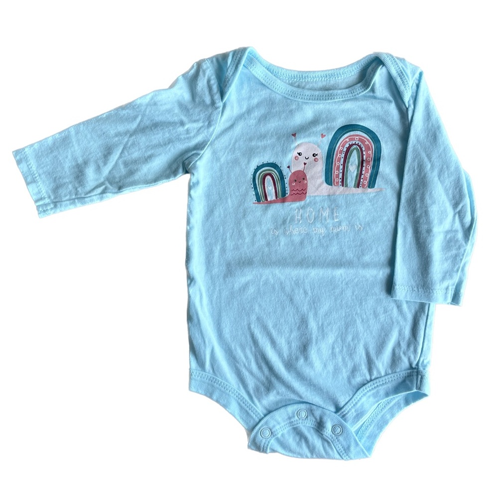 🍓4/$15🍓 George • Baby Blue Long Sleeve Onesie with Rainbows Print